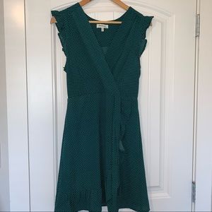 Monteau green polka dot dress M